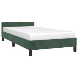 Cadru de pat cu tăblie, verde închis, 90x200 cm, catifea, 3 image