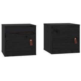 Dulapuri de perete, 2 buc, negru, 31,5x30x30 cm, lemn masiv pin, 2 image