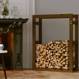 Rastel lemne de foc, maro miere, 80x25x100 cm, lemn masiv pin, 3 image
