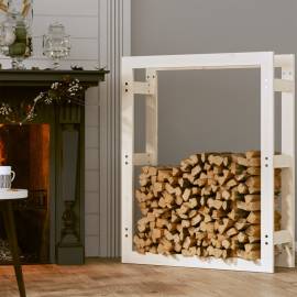 Rastel pentru lemne de foc, alb, 80x25x100 cm, lemn masiv pin, 3 image