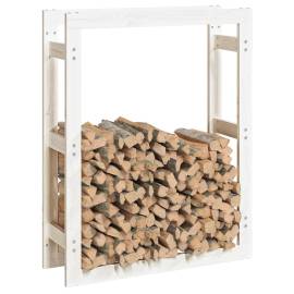 Rastel pentru lemne de foc, alb, 80x25x100 cm, lemn masiv pin, 4 image