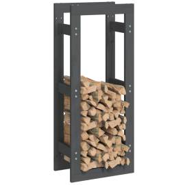 Rastel pentru lemne de foc, gri, 41x25x100 cm, lemn masiv pin, 4 image