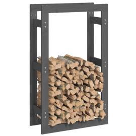 Rastel pentru lemne de foc, gri, 60x25x100 cm, lemn masiv pin, 4 image