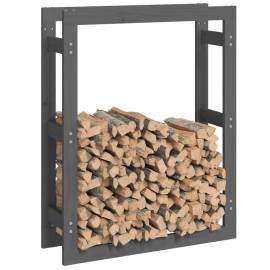Rastel pentru lemne de foc, gri, 80x25x100 cm, lemn masiv pin, 4 image