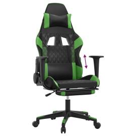 Scaun de gaming cu suport picioare negru/verde, piele ecologică, 8 image