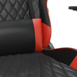 Scaun de gaming de masaj, negru și roșu, piele ecologică, 8 image
