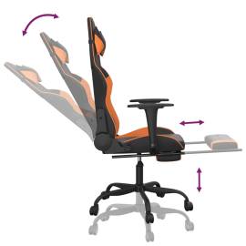 Scaun gaming masaj/suport picioare, negru/portocaliu, piele eco, 7 image