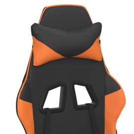Scaun gaming masaj/suport picioare, negru/portocaliu, piele eco, 10 image