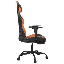 Scaun gaming masaj/suport picioare, negru/portocaliu, piele eco, 5 image