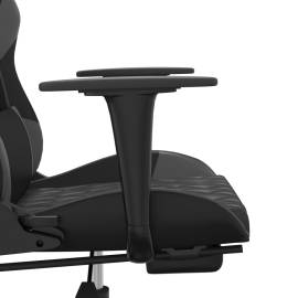 Scaun de gaming cu masaj/suport picioare, negru/gri, piele eco, 10 image