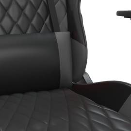 Scaun de gaming cu masaj/suport picioare, negru/gri, piele eco, 9 image