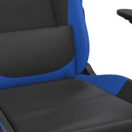 Scaun de gaming cu suport picioare, negru/albastru, piele eco, 9 image