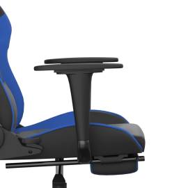 Scaun de gaming cu suport picioare, negru/albastru, piele eco, 11 image