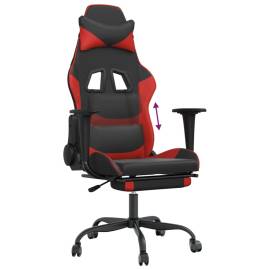 Scaun de gaming cu suport picioare, negru/roșu, piele ecologică, 8 image