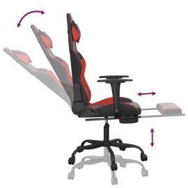 Scaun de gaming cu suport picioare, negru/roșu, piele ecologică, 7 image