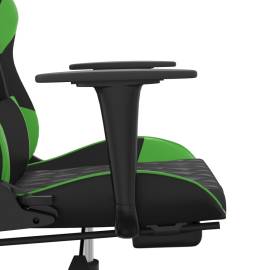 Scaun gaming de masaj/suport picioare, negru/verde, piele eco, 10 image