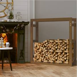 Rastel lemne de foc, maro miere, 100x25x100 cm, lemn masiv pin, 3 image