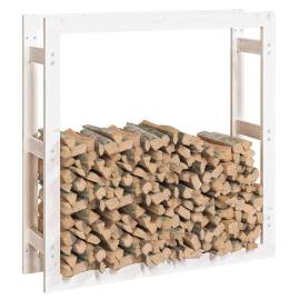 Rastel pentru lemne de foc, alb, 100x25x100 cm, lemn masiv pin, 4 image