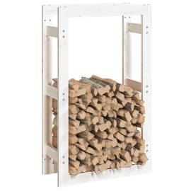 Rastel pentru lemne de foc, alb, 60x25x100 cm, lemn masiv pin, 4 image