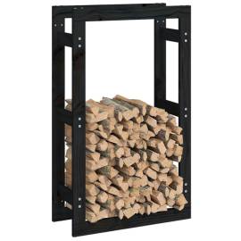 Rastel pentru lemne de foc, negru, 60x25x100 cm lemn masiv pin, 4 image