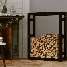 Rastel pentru lemne de foc, negru, 80x25x100 cm, lemn masiv pin, 3 image
