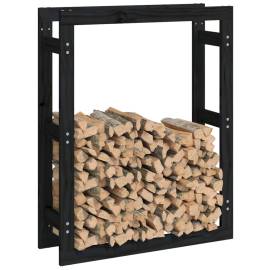 Rastel pentru lemne de foc, negru, 80x25x100 cm, lemn masiv pin, 4 image