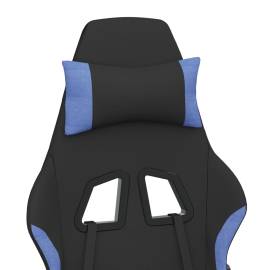 Scaun de gaming cu suport picioare, negru și albastru, textil, 10 image