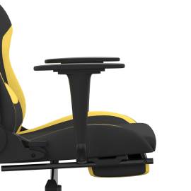 Scaun de gaming cu suport picioare, negru și galben, textil, 11 image