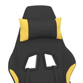 Scaun de gaming cu suport picioare, negru și galben, textil, 10 image