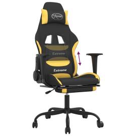 Scaun de gaming cu suport picioare, negru și galben, textil, 8 image
