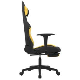 Scaun de gaming cu suport picioare, negru și galben, textil, 4 image