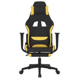 Scaun de gaming cu suport picioare, negru și galben, textil, 3 image