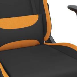 Scaun de gaming cu suport picioare, negru și oranj, textil, 9 image