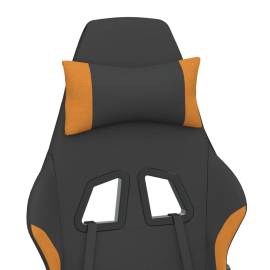 Scaun de gaming cu suport picioare, negru și oranj, textil, 10 image