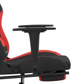 Scaun de gaming cu suport picioare, negru și roșu, textil, 11 image