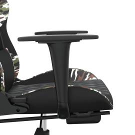 Scaun de gaming cu suport picioare, negru/camuflaj, piele eco, 10 image