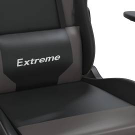 Scaun de gaming cu suport picioare, negru/gri, piele ecologică, 9 image
