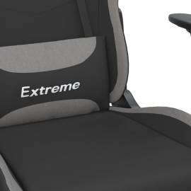 Scaun de gaming cu suport picioare, negru/gri deschis, textil, 9 image