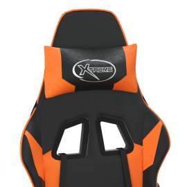 Scaun de gaming cu suport picioare, negru/oranj, piele eco, 10 image