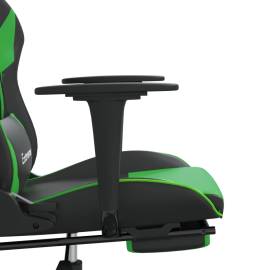 Scaun de gaming cu suport picioare negru/verde, piele ecologică, 11 image