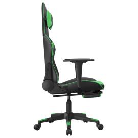Scaun de gaming cu suport picioare negru/verde, piele ecologică, 4 image