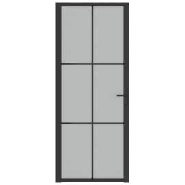 Ușă de interior, 83x201,5 cm, sticlă neagră mată și aluminiu, 3 image