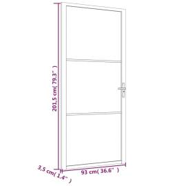 Ușă de interior, 93x201,5 cm, alb,sticlă mată și aluminiu, 6 image