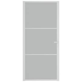 Ușă de interior, 93x201,5 cm, alb,sticlă mată și aluminiu, 3 image