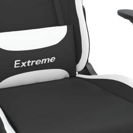 Scaun de gaming cu suport picioare, negru și alb, textil, 9 image