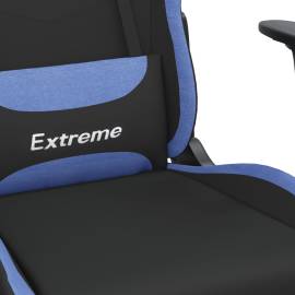 Scaun de gaming cu suport picioare, negru și albastru, textil, 9 image