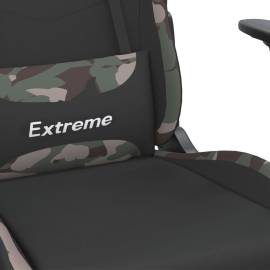 Scaun de gaming cu suport picioare, negru și camuflaj, textil, 9 image