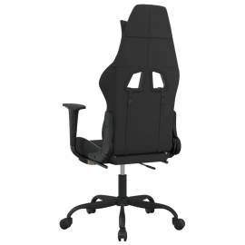 Scaun de gaming cu suport picioare, negru și crem, textil, 5 image