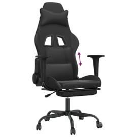 Scaun de gaming cu suport picioare, negru, piele ecologică, 8 image