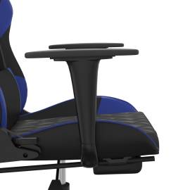Scaun de gaming cu suport picioare, negru/albastru, piele eco, 10 image